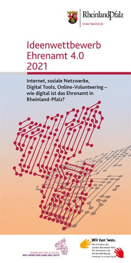 Titel des Flyers zum Ideenwettbewerb Ehrenamt 4.0 - 2021. Foto: Staatskanzlei Rheinland-Pfalz.