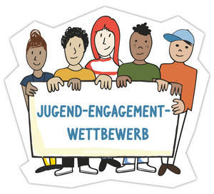 Bis zum 23. Oktober können sich Jugendliche bis 27 Jahre mit ihren Projekten zur Teilnahme am Jugend-Engagement-Wettbewerb bewerben. Illustration: Staatskanzlei RLP / beta – Die Beteiligungsagentur